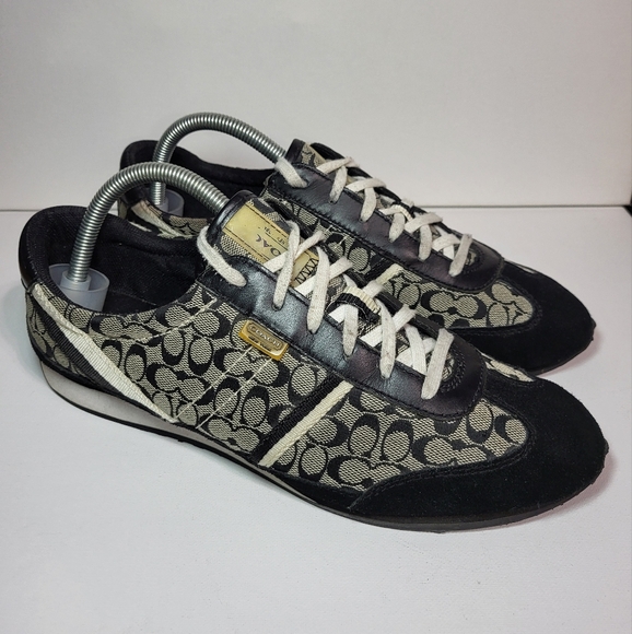 Coach Marabelle Black Signature C Suede Sneakers Women's Size 10 - Picture 1 of 10